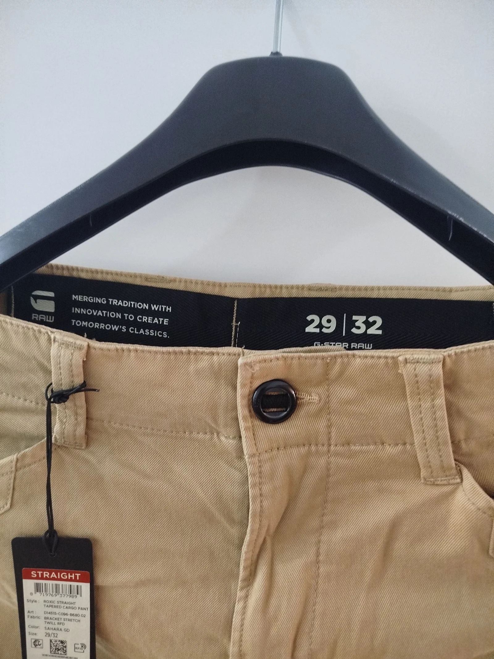 Pantalon cargo reto conico G-Star RAW Roxic, tingido em peca Sahara – photo 8